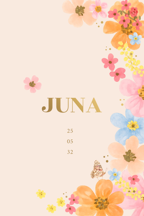 Prachtig geboortekaartje lente zomer bloemen floral folie