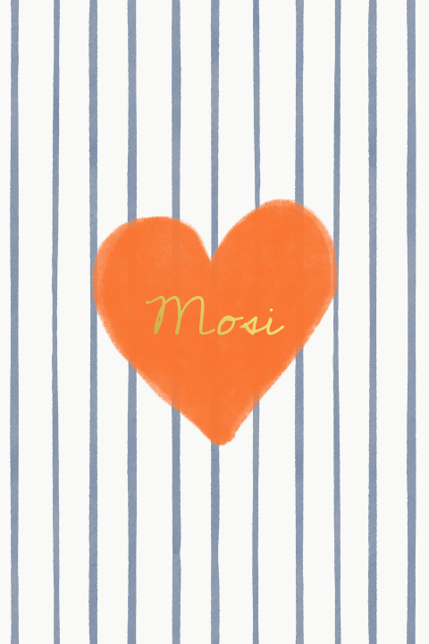 Geboortekaartje jongens kleurrijk streepjes groot hart goudfolie