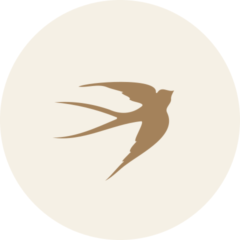Sluitsticker 35mm rond envelop zwaluw beige