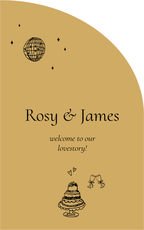 Welkomstbord bruiloft halve boog handgetekend lovestory