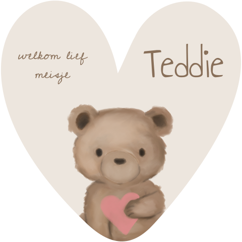 Tuinbord hartvorm hart knuffelbeer teddy meisje hartje