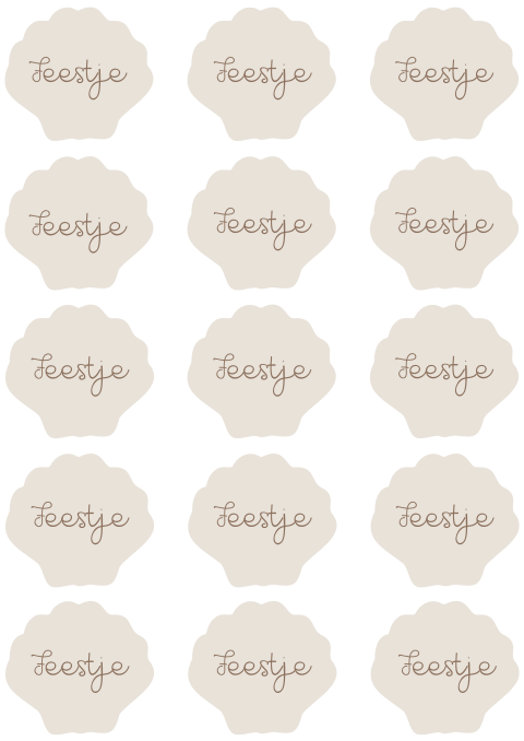 Labels schelpvormpjes A4 kraamborrelkaartje