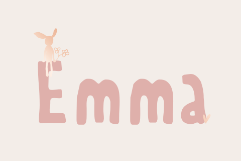 Minimalistisch geboortekaartje meisje met knuffelkonijn en hartje