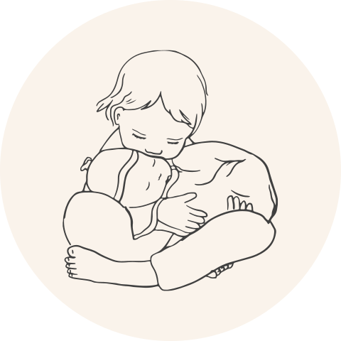 Sluitzegel met lieve grote broer baby lijntekening