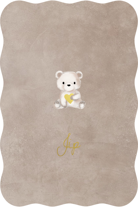 Geboortekaartje golf betonlook structuur ijsbeertje wit