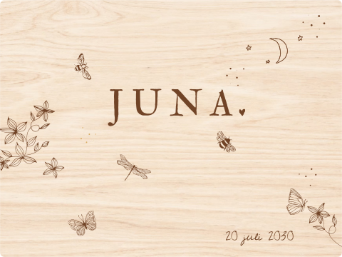 Memorybox bewaarkist hout baby handgetekend meisje bloemen