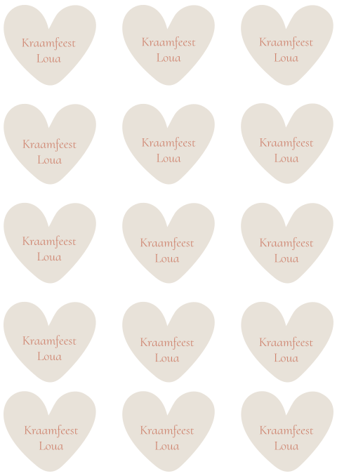 Labels hartvormpjes A4 kraamborrelkaartje