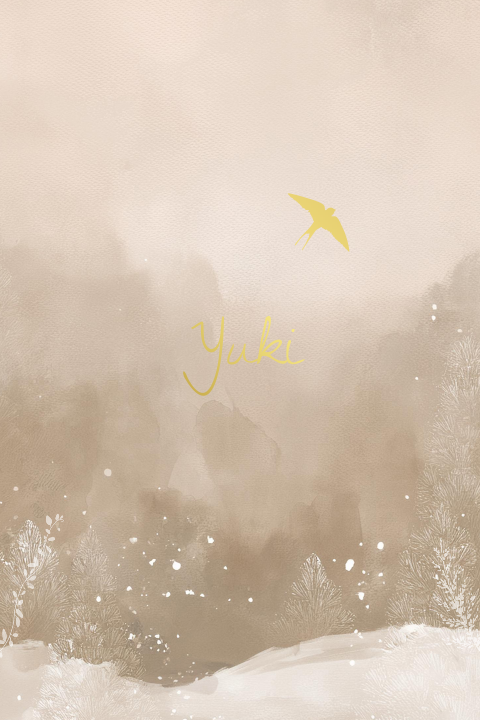 Winters geboortekaartje sneeuw berg landschap goudfolie