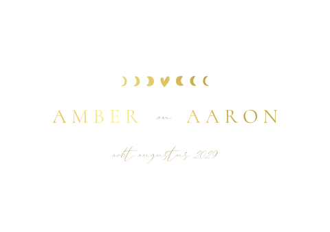 Dubbele minimalistische liggende trouwkaart strak stijl goudfolie