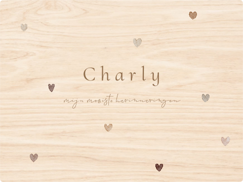 Houten memorybox baby bewaarkist aqaurel hartjes