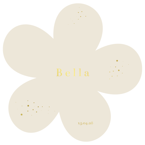 Lief geboortekaartje in vorm bloem in roze voor meisje