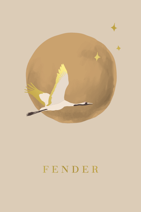 Luxe poster babykamer kraanvogel vollemaan sterren beige folie