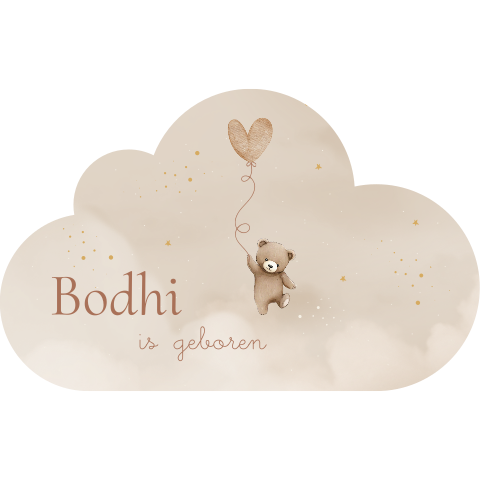 Tuinbord wolkvorm knuffelbeertje teddybeer hartjesballon wolken