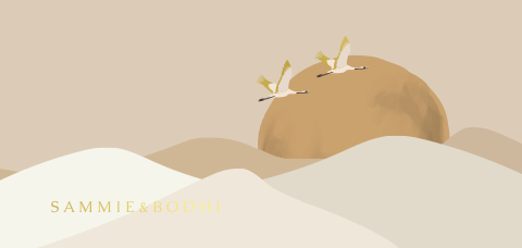 Geboortekaartje tweeling dubbel kraanvogels bergen landschap folie