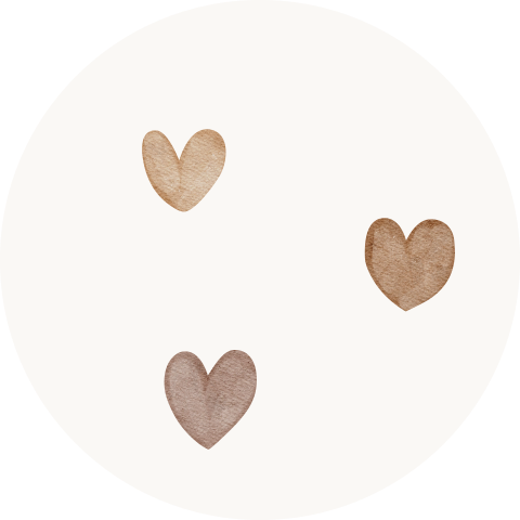 Sluitsticker aquarel hartjes beige zandkleur