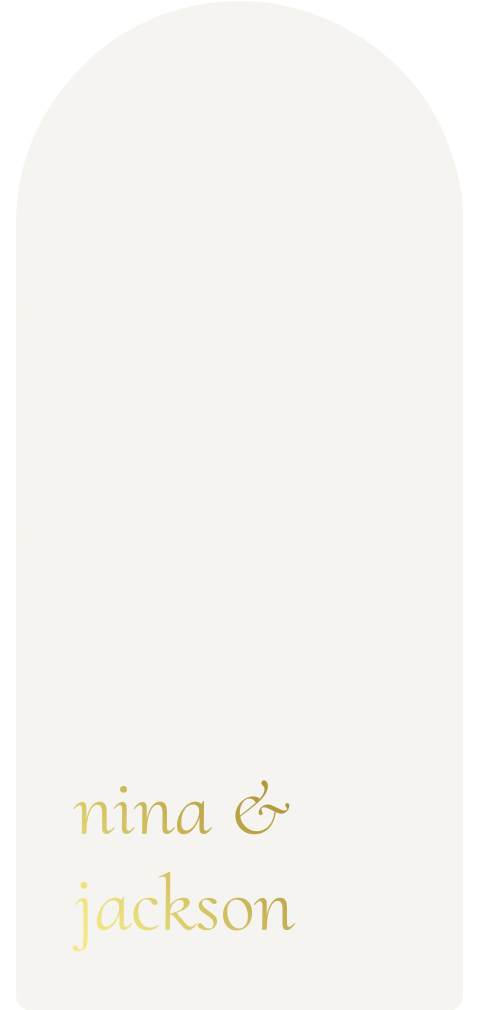 Langwerpige minimalistische boogvorm trouwkaart goudfolie