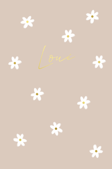 Lief aquarel madeliefjes bloemen geboortekaartje en goudfolie
