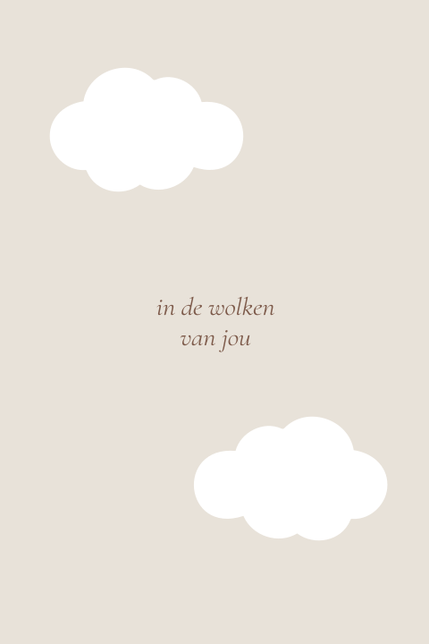 Openslaand doorkijk geboortekaartje uniek wolkjes beige