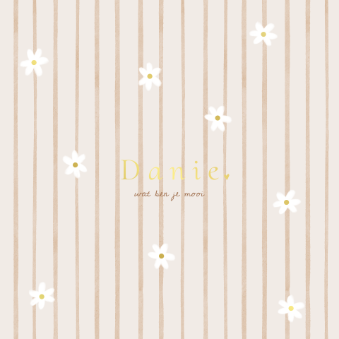 Geboortekaartje voor een meisje met schattige madeliefjes