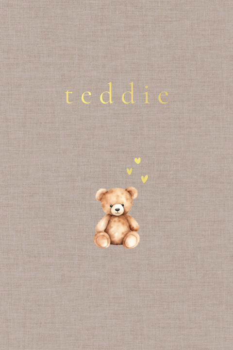 Zacht geboortekaartje teddy achtergrond en teddybeertje glanskleuren