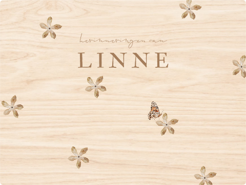 Houten grenen memorybox bewaarkist geboorte 40x30x13cm geboortekaartje