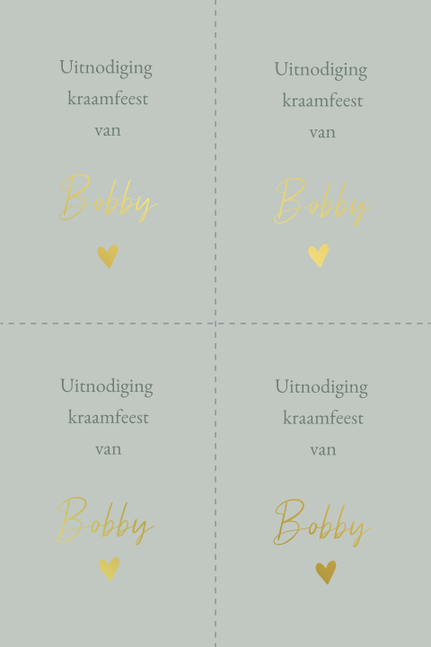 DIY kraamborrelkaartje kraamfeest met goudfolie