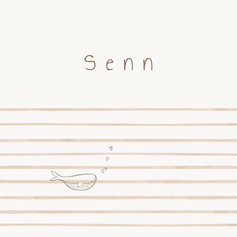 Geboortetegeltje 15cm walvis hartjes streepjes kraamkado