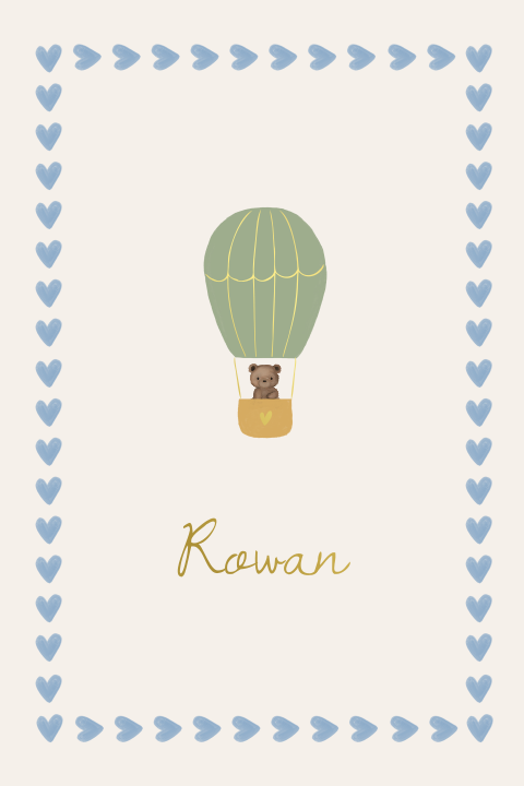 Geboortekaartje aquarel luchtballon knuffelbeer kleurrijk folie