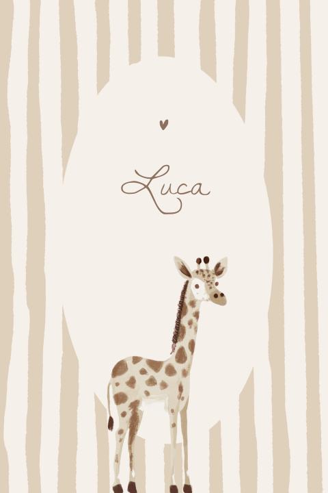 Geboortekaartje strepen trendy aquarel giraf