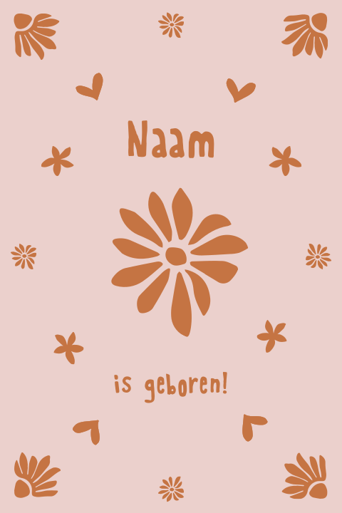 Raamsticker met bloemen spiegeling in oudroze en roest