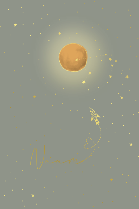 Poster kinderkamer met raket, galaxy, maan, sterrenhemel, sterrenbeeld