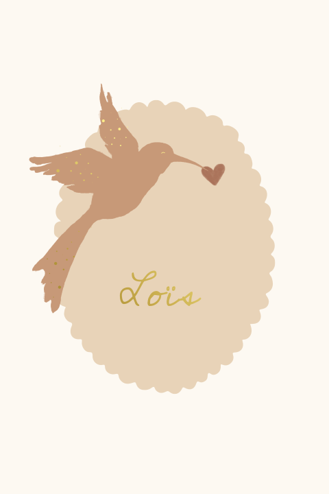 Geboortekaartje neutraal vogel hartje goudfolie