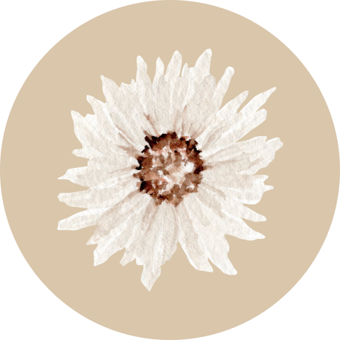 Sluitzegel sluitsticker beige met aquarel wit bloemetje