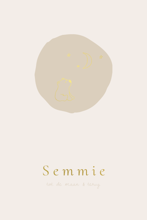 Geboortekaartje minimalistisch met maan en beertje