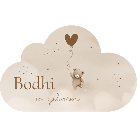 Tuinbord wolkvorm knuffelbeertje teddybeer hartjesballon wolken