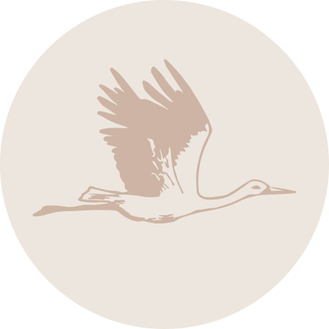 Sluitzegel sluitsticker met vliegende ooievaar