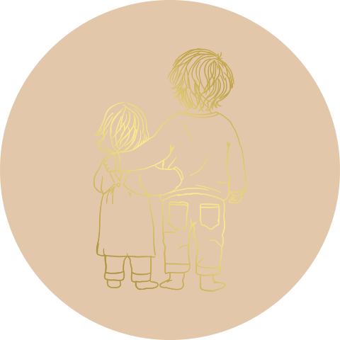 Sluitzegel sticker 35mm rond lijntekening gezin goudfolie
