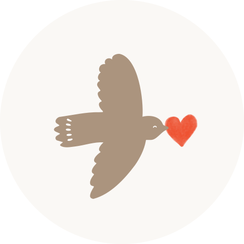 Sluitsticker vogel hartje snavel 35mm envelop