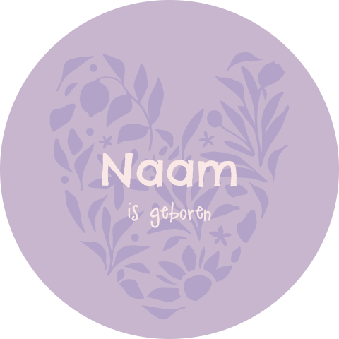 Ronde raamsticker met trendy bloemenhart in paars