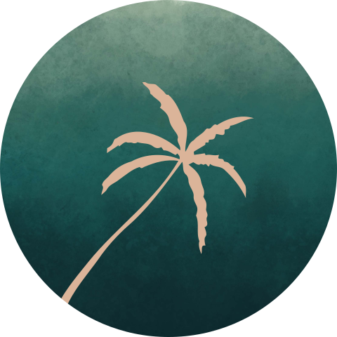 Groene aqaurel sluitzegel met palmboom