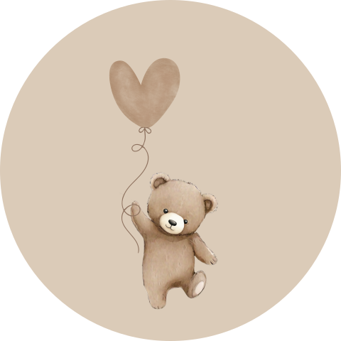 Sluitsticker 35mm envelop geboortekaartje teddybeer ballon
