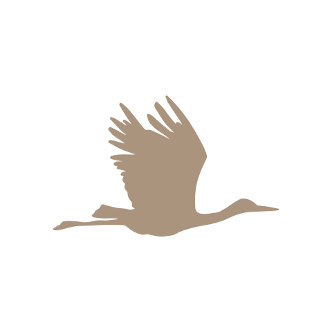 Sluitsticker ooievaar vliegend silhouet zand