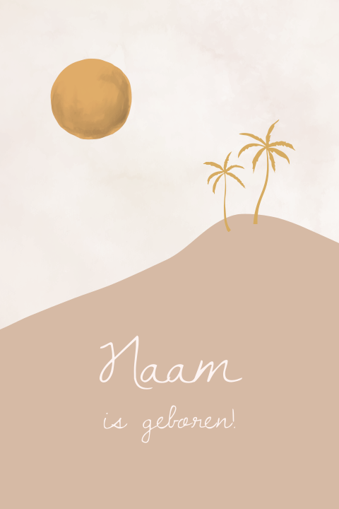 Raamsticker met woestijn, palmbomen en volle maan