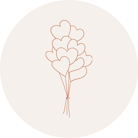 Beige sluitzegel met hartjesballonnen