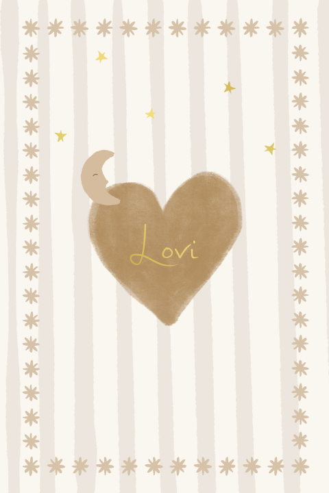 Eclectic boho sterren neutraal geboortekaartje maan border goudfolie