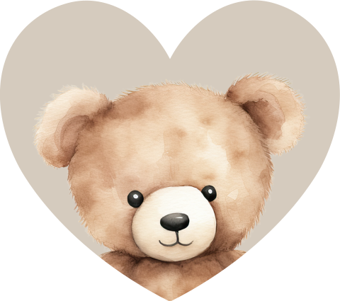 Sticker envelop geboortekaartje knuffelbeertje taupe