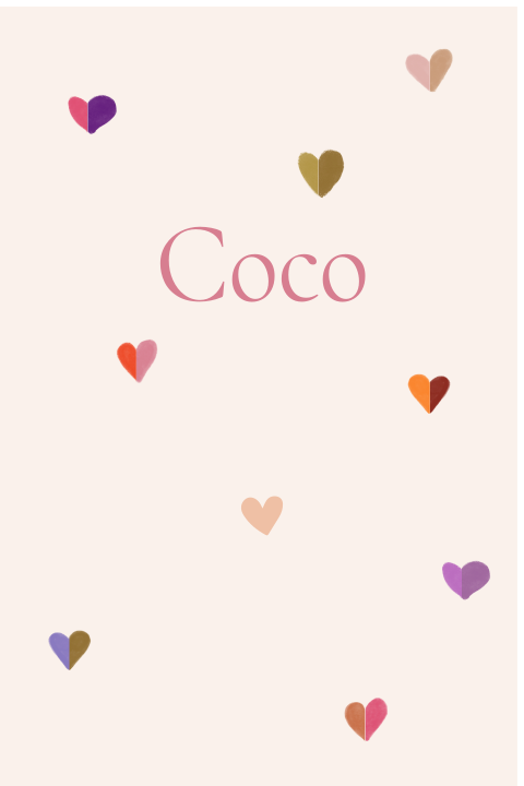 Raambord kleurrijke half hartjes aquarel roze coco