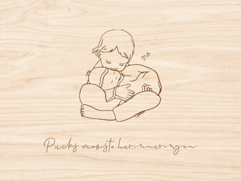 Houten grenen memorybox lijntekening zusje broertje