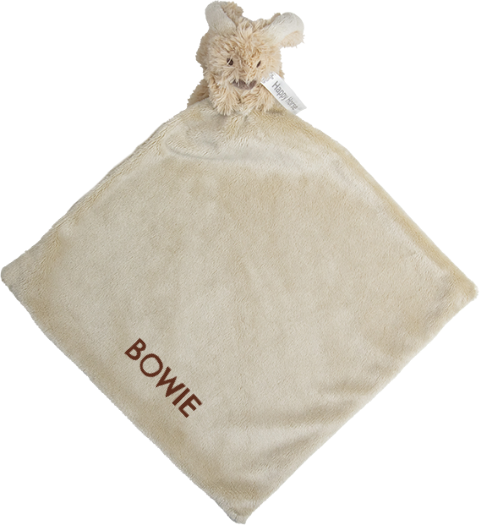 Happy horse knuffel naam borduren beige knuffelkonijn doek mini 28cm