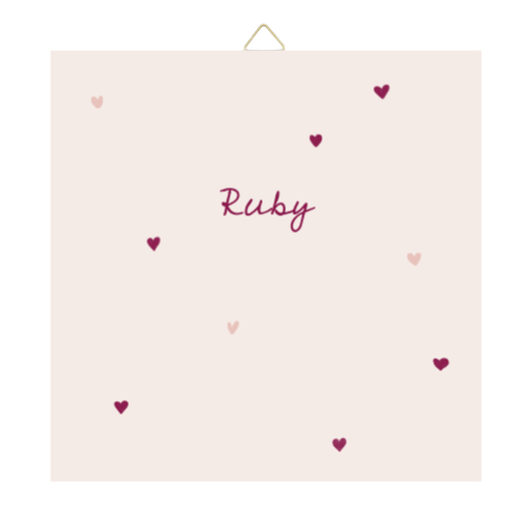 Geboortetegeltje 10cm kraamkado hartjes bordeauxrood